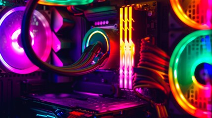 Colorful RGB Led Lights of Gaming Computer Cooler and Fan