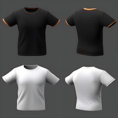 Front and back view of t-shirt templates for print design on isolated grey background.