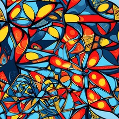 Colorful and Multiform Painting. Generative AI.