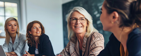 Group of Women Engaging in a Conversation at a Table