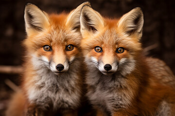 "Enchanting Encounter: Close-Up of Red Foxes in Natural Light"

