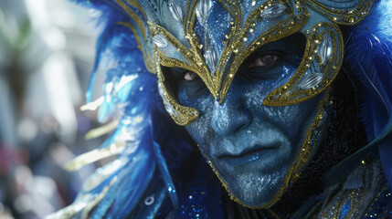 Carnival in Rio de Janeiro, night, dancers in picturesque costumes, parade in the street