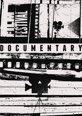 Film Festival documentary typographical vintage grunge style poster design. Retro vector illustration.
