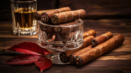 cigars on wooden background