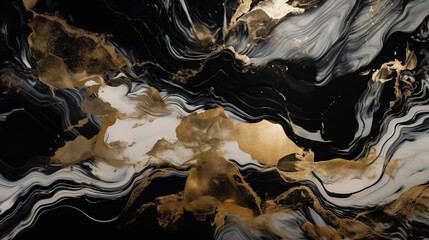Abstract background painted with oil paints in trendy white, gold and black colors