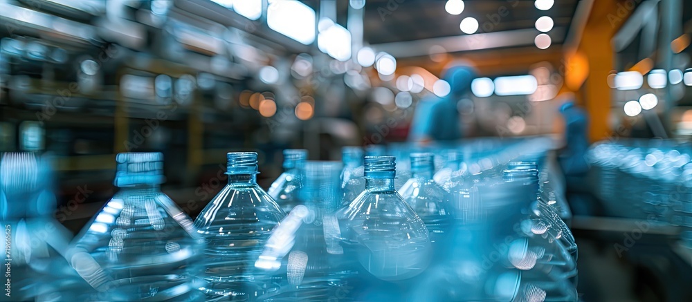 Aufkleber waste processing plant technological process plastic bottles at the factory for processing and recyc