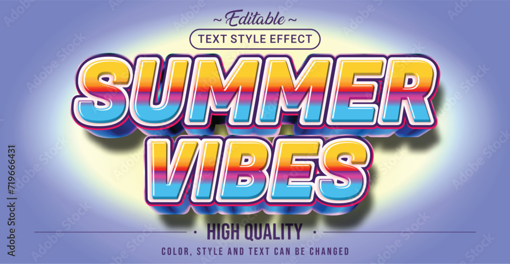 Poster Editable text style effect - Summer Vibes text style theme.