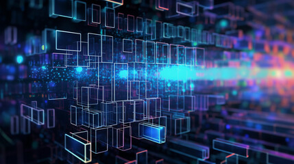 Obraz premium Futuristic Code Cascade: Programming Concept in Cyber Space