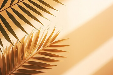 "Blurred Natural Palm Leaves Shadow Background on Bright Surface"

