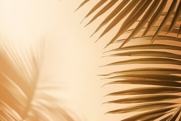 "Blurred Natural Palm Leaves Shadow Background on Bright Surface"

