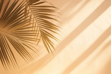 "Blurred Natural Palm Leaves Shadow Background on Bright Surface"

