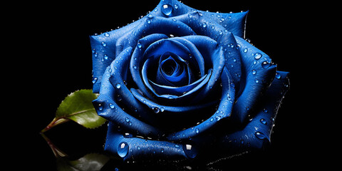 "Blue Rose Isolated on Black - Detailed High Resolution"

