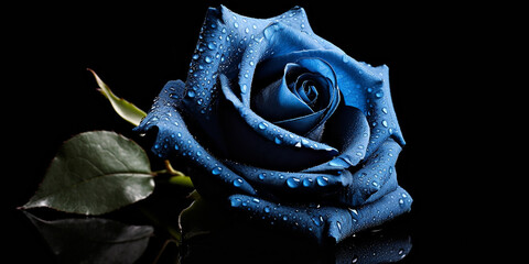 "Blue Rose Isolated on Black - Detailed High Resolution"

