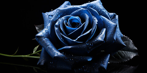 "Blue Rose Isolated on Black - Detailed High Resolution"


