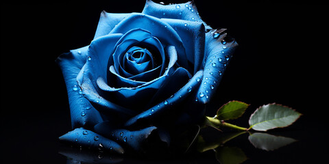 "Blue Rose Isolated on Black - Detailed High Resolution"

