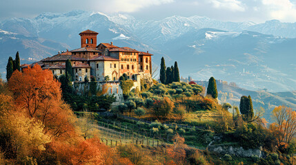 Rural Surroundings Village Castle Landscape in the Alps in Switzerland Austria Italy Bavaria Peace and Quiet Wallpaper Digital Art Magazine Background Poster
