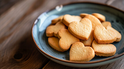 "Heartfelt Treat: Biscuits with Heart Shape in a Plate"

