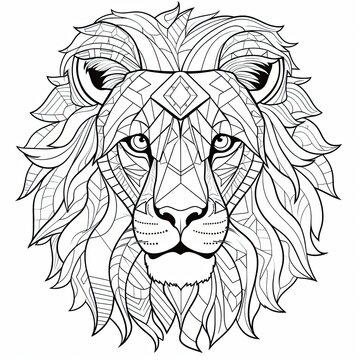Coloring book for children depicting aa lion