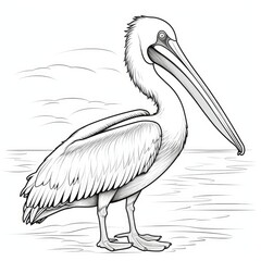 Coloring book for children depicting aamerican red pelican
