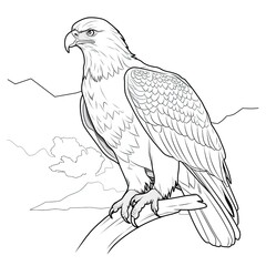 Fototapeta premium Coloring book for children depicting abald eagle