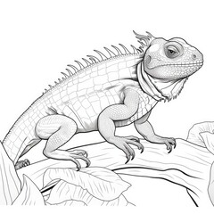 Coloring book for children depicting abasilisk lizard