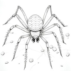 Coloring book for children depicting ablack widow spider