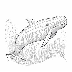 Fototapeta premium Coloring book for children depicting ablue whale