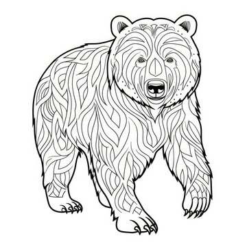 Coloring book for children depicting abrown bear