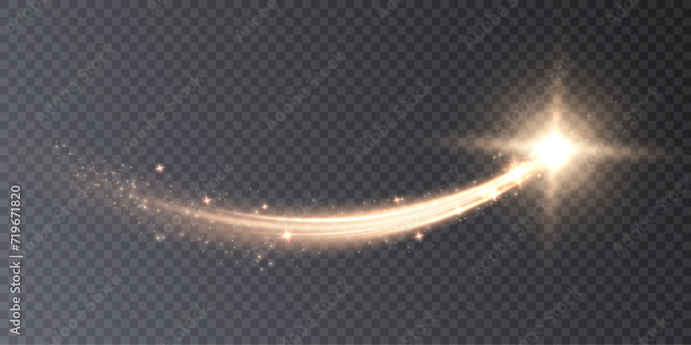 Poster dynamic golden lines with a glow effect. magic light effect. abstract sparkling whirlpool, wave of l