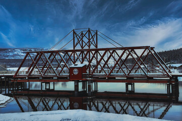 Carcross bridge. It is a new and modern bridge that replaced the old wooden bridge that was built in 1905