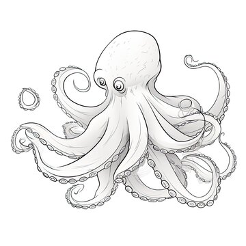 Coloring book for children depicting acommon octopus