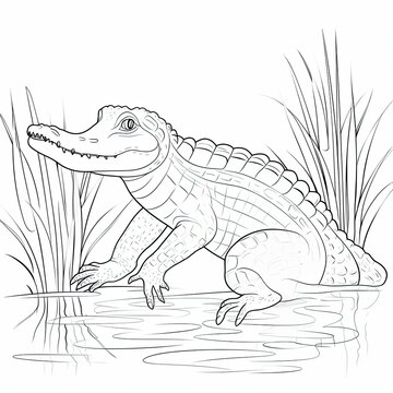 Coloring book for children depicting acuban crocodile