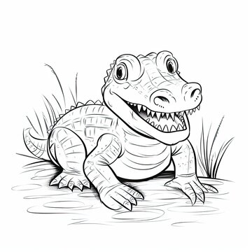 Coloring book for children depicting adwarf caiman