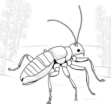 Coloring book for children depicting aearwig