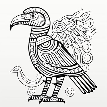 Coloring book for children depicting aegyptian bird