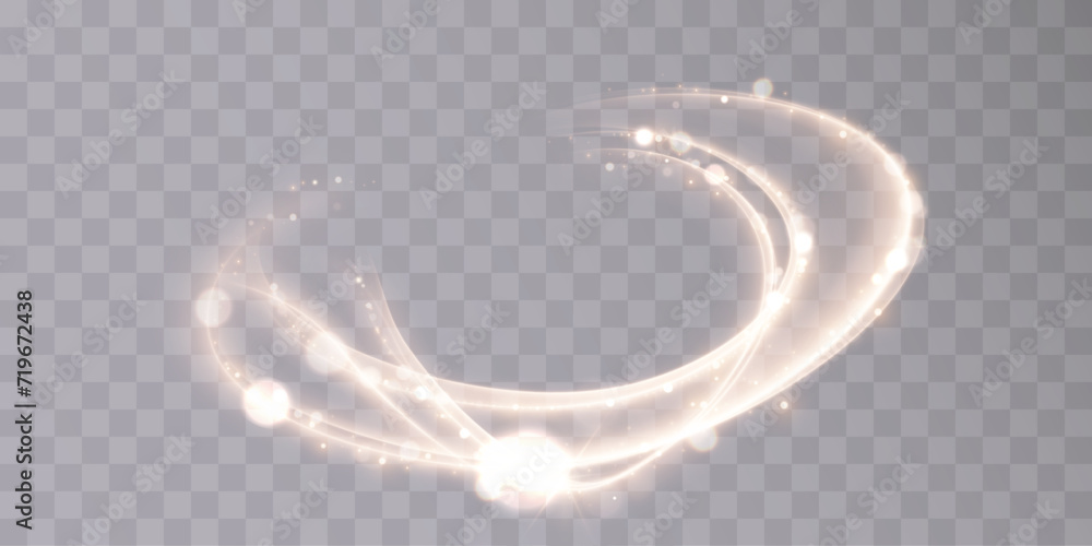 Aufkleber Shiny golden light sparkling spiral with magic vector effect of magical sparkling dust particles. Light painting illustrating the movement of energy.