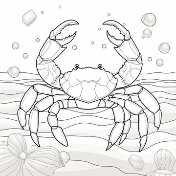 Coloring book for children depicting aghost crab