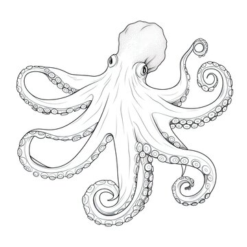 Coloring book for children depicting agiant pacific octopus