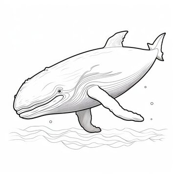 Coloring book for children depicting agreenland whale fish