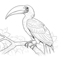 Obraz premium Coloring book for children depicting ahornbill