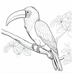 Obraz premium Coloring book for children depicting ahornbill