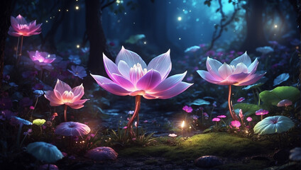 Fototapeta na wymiar pink lotus flower in the night lotus flower in the night pink lotus flower 