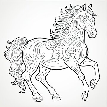 Coloring book for children depicting ahorse