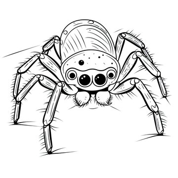 Coloring book for children depicting ajumping spider