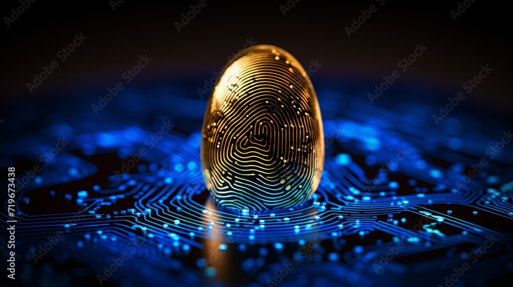 Poster advanced fingerprint analysis for secure identification with cutting edge recognition technology.