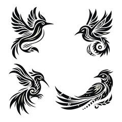 Obraz premium FOUR TRIBAL SET OF BIRD ABSTRACT ILLUSTRATION VECTOR