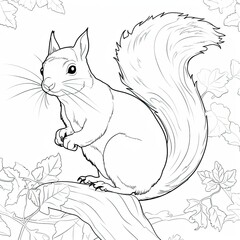 Coloring book for children depicting alittle squirrel