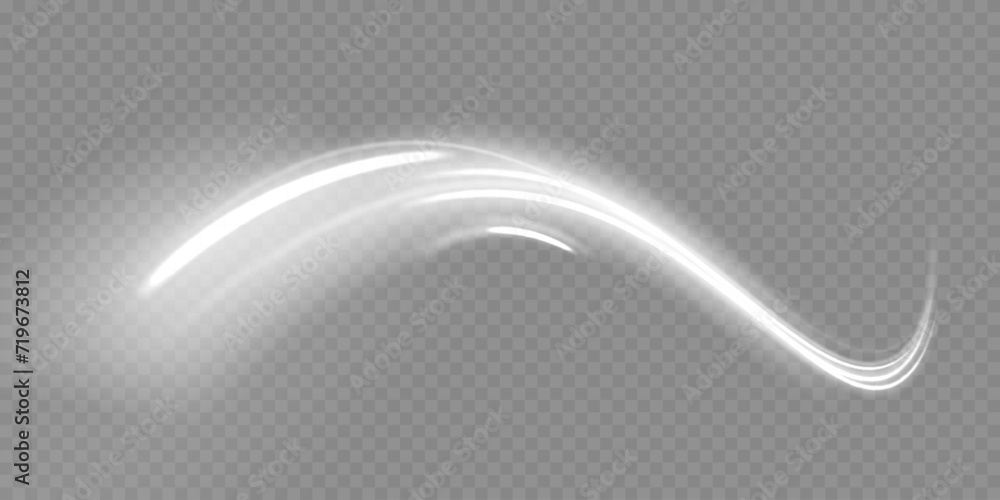Aufkleber white shiny sparks of spiral wave. curved bright speed line swirls. shiny wavy path. curve light eff
