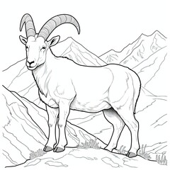 Coloring book for children depicting amountain goat