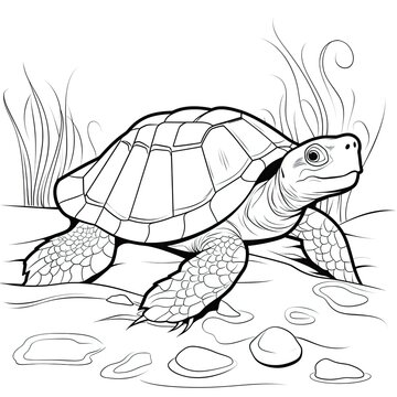 Coloring book for children depicting amud turtle